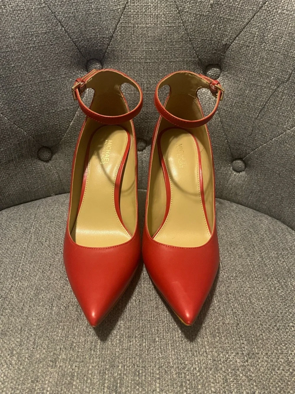 Michael Kors Red Pointed-Toe Ankle-Strap Pumps (Ankle Strap) - Picture 2 of 8